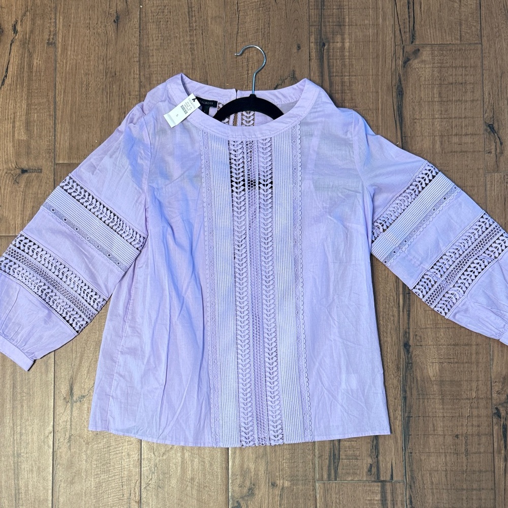 NWT Talbots Light Purple Blouse with Lace Detail S